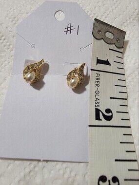 Gold Teardrop Faux PearStud Earrings & Faux Pearl Stud- Elegant Women Jewelry